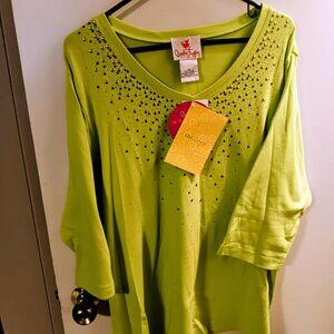 Woman's Quacker Factory Lime Green top New with tags